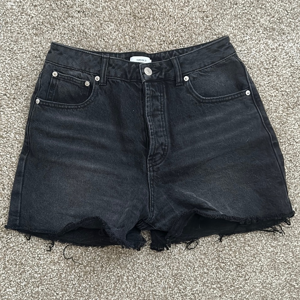 Forever 21 Black High Waisted Jean Shorts: Size 27